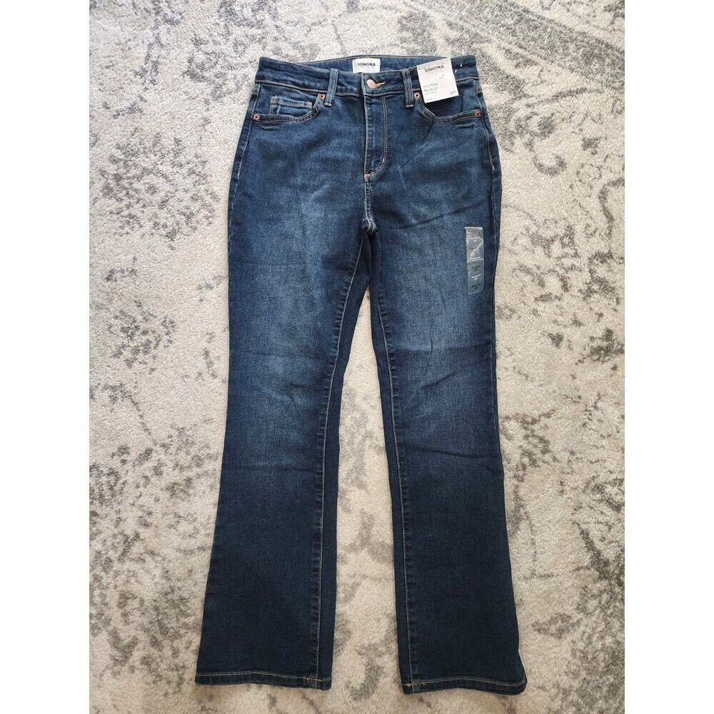 NEW Sonoma Mid Rise Bootcut Blue Denim Jeans Medium Wash Stretch 5-Pocket 8P